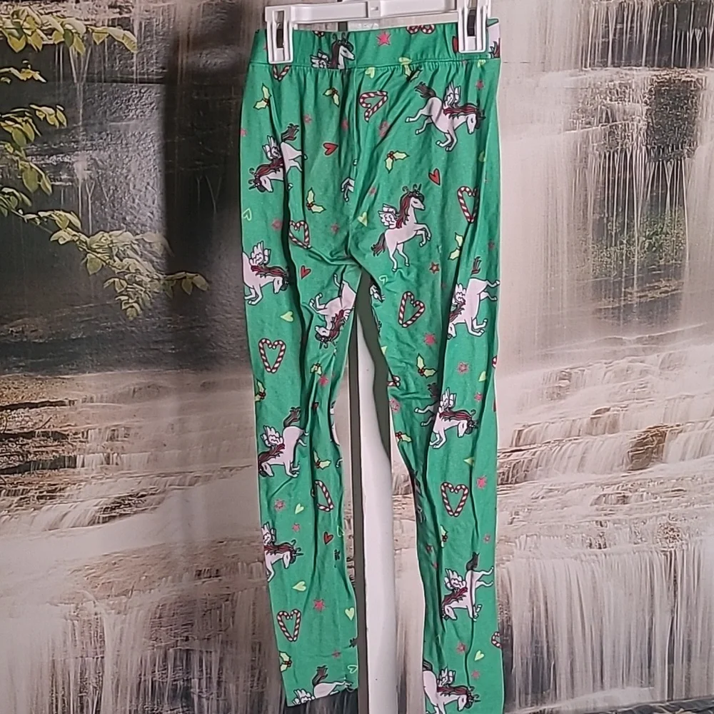 Justice Girls 10 matching set Holiday pajama pants & top unicorn Christmas Set